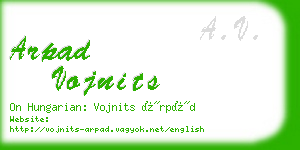 arpad vojnits business card